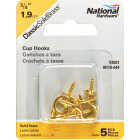 National V2021 3/4 In. Solid Brass Series Cup Hook (5 Count) Image 2