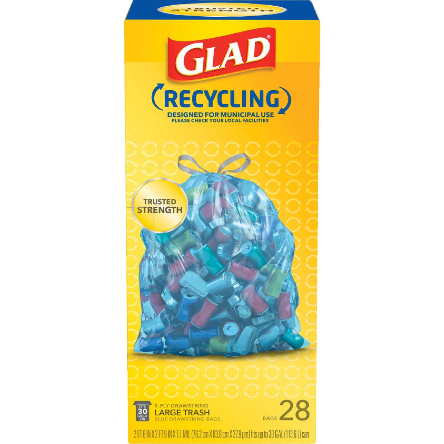 Glad Recycling 30 Gal. Large Blue Trash Bag (28-Count) - Trio Hardware